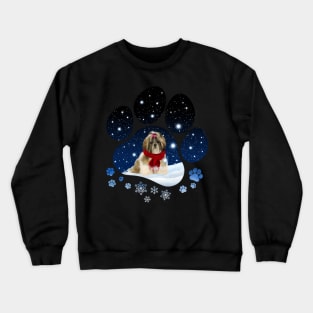 Snow Paw Shih Tzu Christmas Winter Holiday Crewneck Sweatshirt